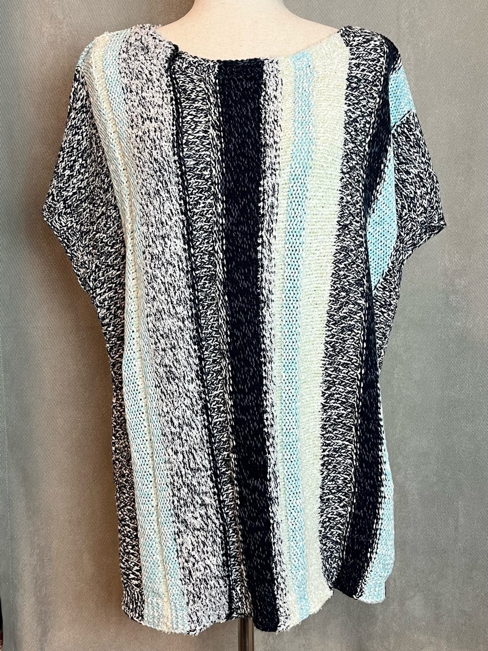 J. Jill Sweater Women 1X Cap
Sleeve Cotton Blend Knit Stripe Top
Plus Coastal